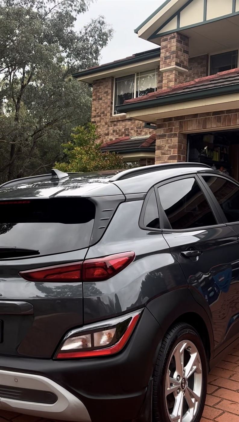 Grey Hyundai Kona after an exterior detail